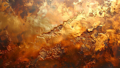 Showing warm golden brown background with aged copper metal texture