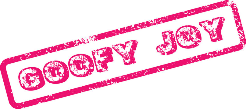 Grungy Pink Goofy Joy Stamp with Floral Accents Adds a Whimsical Touch