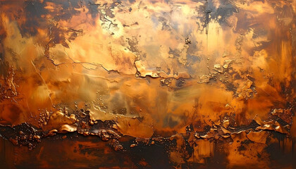 Showing warm golden brown background with aged copper metal texture