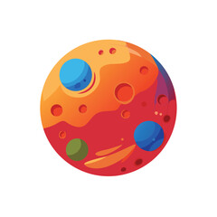 Obraz premium Colorful Planet Mars with Craters Illustration