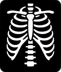 Minimalist Black and White Silhouette of X-Ray Scan Illustration. Medical radiology diagnostic healthcare icon