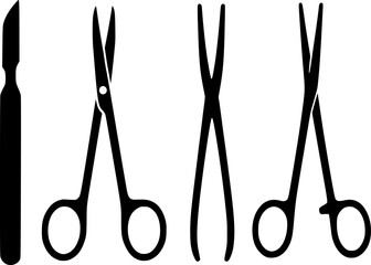 Surgical Instruments Vector &ndash; Minimalist Black and White Medical Healthcare Surgery Tools Icon