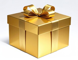 Gold gift box with bow. Perfect present illustration