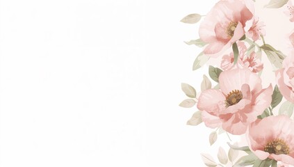 Beautiful Pink Flowers Arranged With Soft Leaves on a Light Background for a Calming Effect