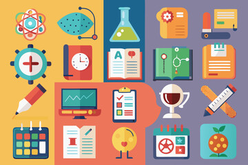 Flat Vector Education, Science, and Business Icon Collection
