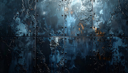 The image depicts the rough and rugged texture of a textured metallic wall
