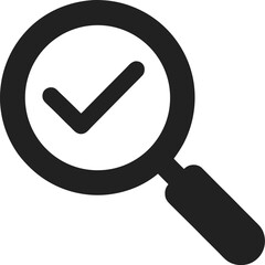 Search Verified Icon  Magnifying Glass with Check Mark on white background
