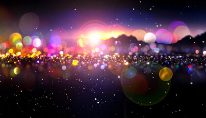 Bokeh lights in various colors abstract background festive and celebratory concept
