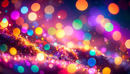 Bokeh lights in various colors abstract background festive and celebratory concept

