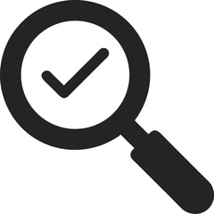 Search Verified Icon  Magnifying Glass with Check Mark on white background