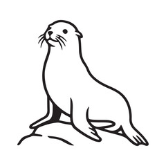 Stylized sea lion illustration in vibrant colors