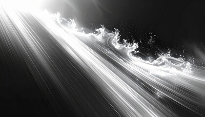 Abstract beams of light in black and white
