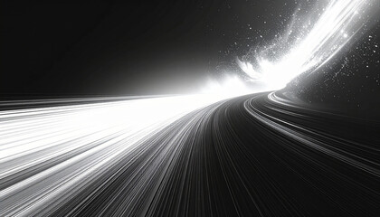 Abstract beams of light in black and white

