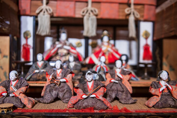 Japanese children dolls in Tenryo Hina Goten museum, Hita, Japan