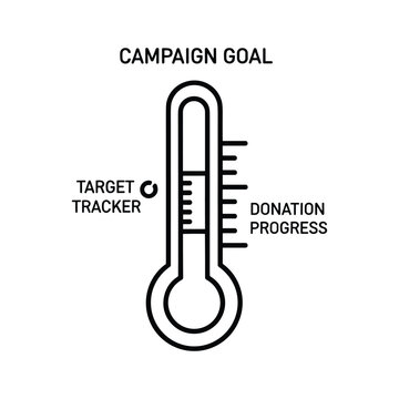 Line art illustration of a campaign goal thermometer isolated on
