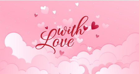 Horizontal romantic pink banner background, ideal for Valentine's Day promotions, wedding announcements, social media covers, and greeting cards