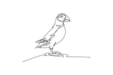 Atlantic puffin fratercula. Cute Animal Concept. Minimalist Continuous Line Drawing Concept. Single line draw design