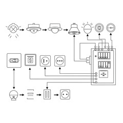 Electrical system diagram with power distribution and components