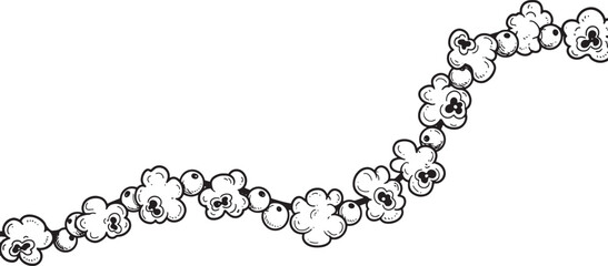 Illustrated Christmas popcorn and cranberry string with decorative holiday flair