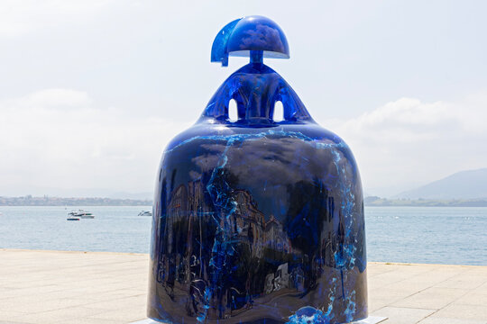 Santander, Spain - July 17, 2025:  Contemporary sculptures "Reina Mariana"  inspired by Velazquez Meninas on the waterfront promenade in Santander