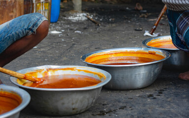 Handmade Delicacy: The Texture and Rich Color of Cooling Date Jaggery