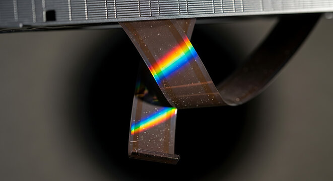 Prismatic light on a flexible brown strip - Powered by Adobe