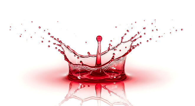Red liquid splash crown isolated on white background - Powered by Adobe