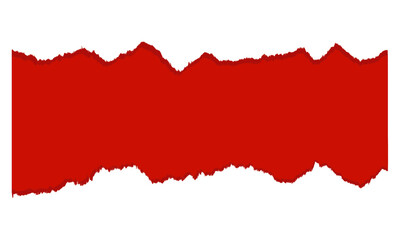 Red Torn Paper Banner with Rough Ripped Edges on Transparent Background for Design and Advertising