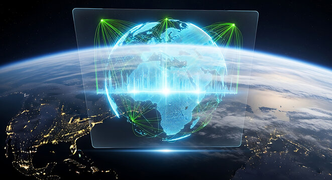Digital globe data visualization over earth