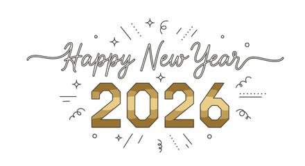 Happy New Year 2026 Celebration with Festive Sparkles and Confetti