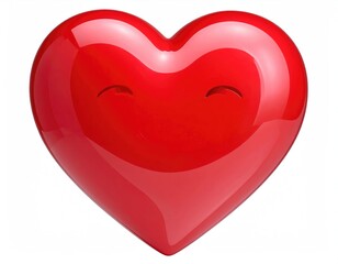 Red, shiny heart with slight smile