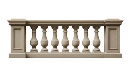 Elegant classical balustrade with ornate balusters isolated on transparent background