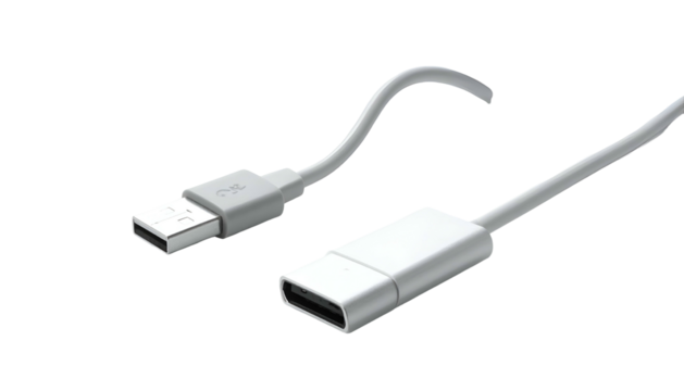 Gray USB cable with standard and rectangular connectors