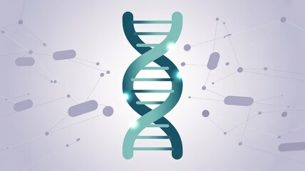 Abstract DNA Helix Structure with Microbes and Particles.