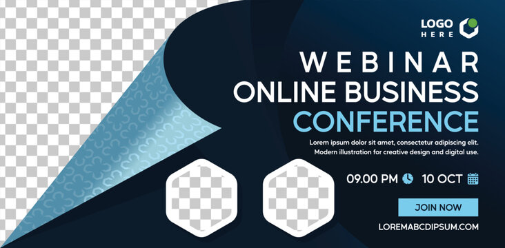 Webinar Business Banner with Modern Folded Paper Design