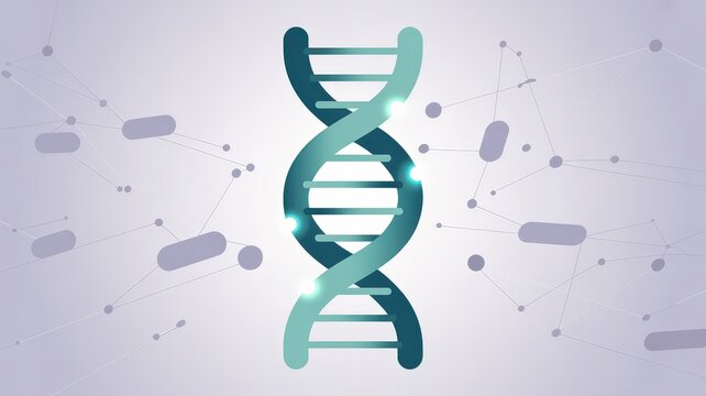 Abstract DNA Helix Structure with Microbes and Particles.