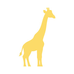 Elegant giraffe silhouette in radiant yellow, a modern wildlife symbol