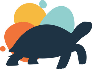 Stylish tortoise silhouette with vibrant playful geometric background