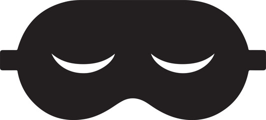 Minimalist Black Eye Mask with Closed Eyelids – Vector Illustration