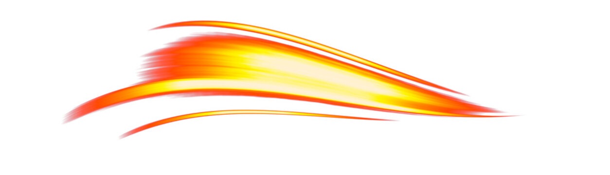Transparent orange swoosh flowing fiery energy wave
