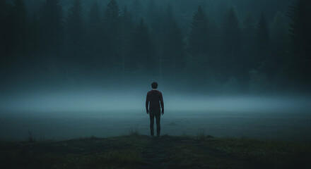 Solitude in Misty Forest Landscape