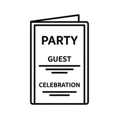 Outline icon of a party guest invitation card isolated on