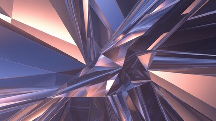 Abstract Geometric Crystal Formation with Iridescent Light Reflections.