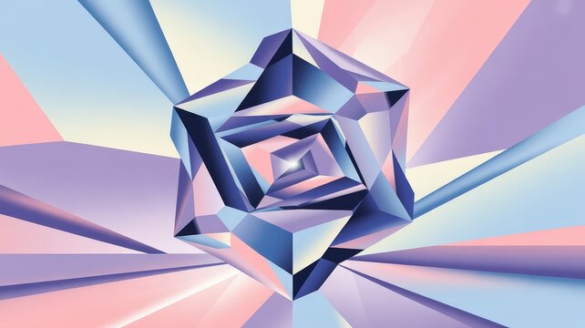 Abstract Geometric Crystal Formation with Radiant Light Rays.