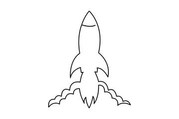 One line rocket illustration showing simple spacecraft launch for creative minimal concepts