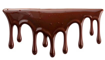 Glossy, rich chocolate drips, isolated on black