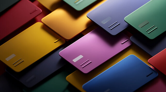 Modern Credit Card Mockup Design - Sleek Layered Glossy Financial Technology Template