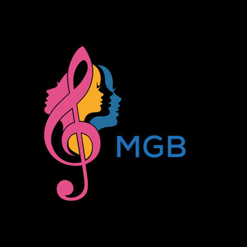 Multicolor Female Faces with Musical Note Logo, MGB LATER LOGO Colorful Music Logo with Female Faces
