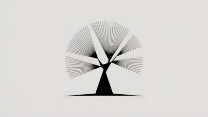 Abstract geometric tree logo design with radiating lines.