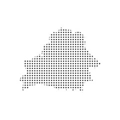 Fototapeta premium Belarus halftone map vector with dotted country silhouette, black dot pattern outline, modern clean geographic abstract design for posters, prints, education, and infographics
